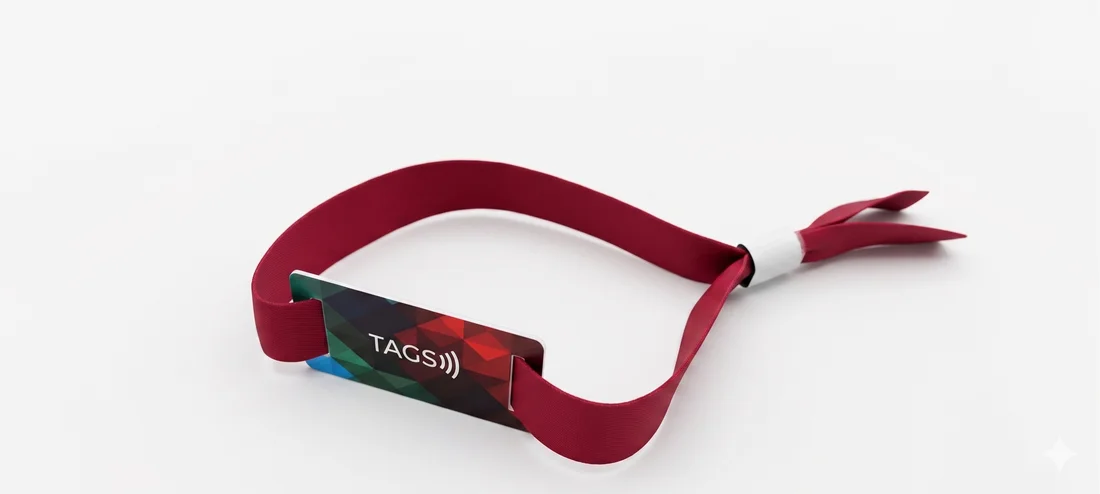 Fabric wristband with NFC chip for event access control